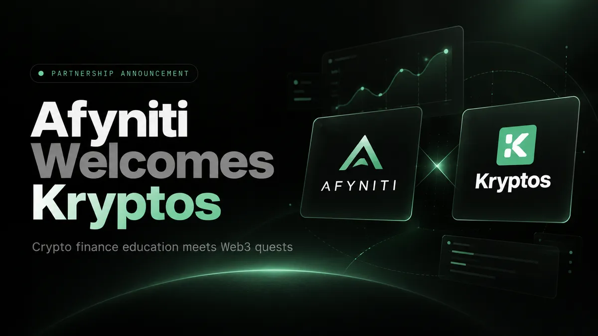 Afyniti welcomes Kryptos partnership announcement with both logos and crypto finance charts