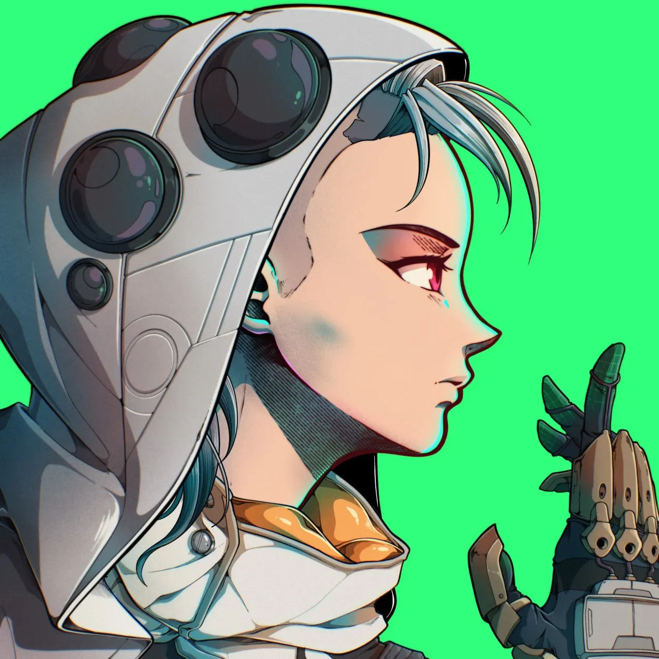 Afyniti cyberpunk quest character representing campaign progression