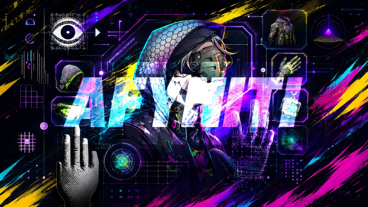 Cyberpunk Afyniti character interface graphic for Web3 quest campaigns and verified user progression